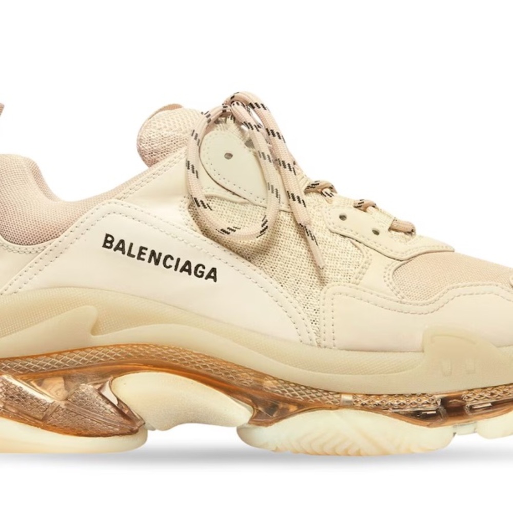 BALENCIAGA Triple S Women’s Beige Clear Sole Sneakers - New - US 7 - MSRP $1150